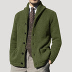 Men's wool cardigan with shawl collar coatigan - Green