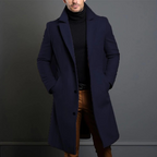 Men's wool overcoat tailored classic winter coat - Blue