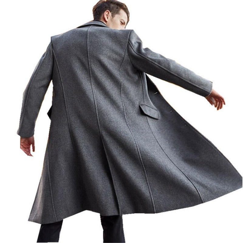 Men's Wool Overcoat with Lapel Collar