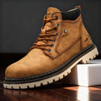 Men's work boots with reinforced upper and welted sole - Brown
