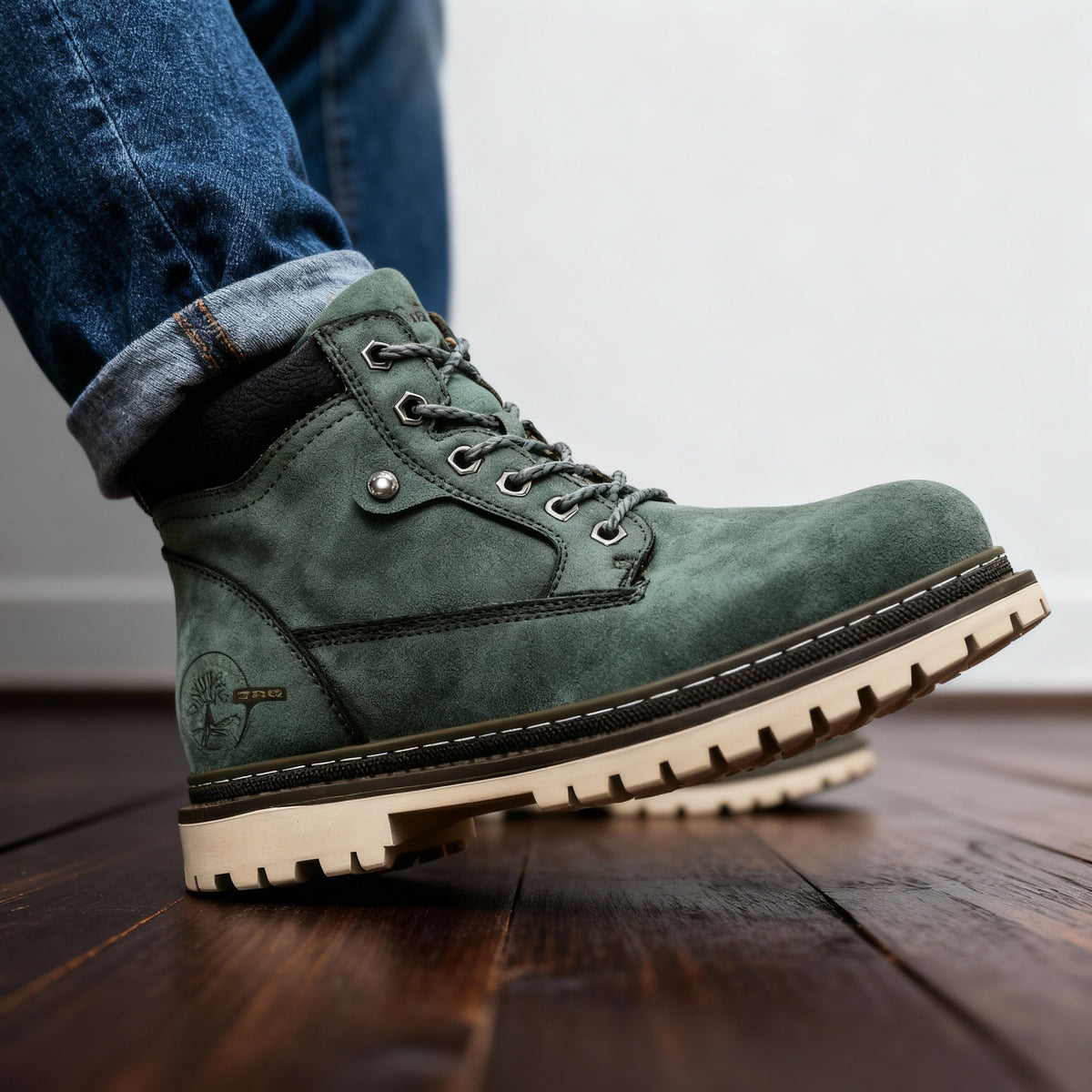 Men's work boots with reinforced upper and welted sole