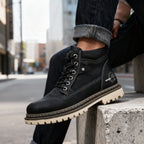 Men's work boots with reinforced upper and welted sole