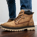 Men's work boots with reinforced upper and welted sole