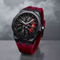 Quartz Watch Racing Style Silicone Strap - Red