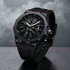 Quartz Watch Racing Style Silicone Strap - Black