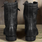 Women's Lace-Up Ankle Boots Faux Leather Block Heel