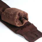 Women's fleece-lined high waist leggings - Brown
