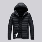 Women's hooded longline puffer jacket, quilted and padded for winter - Black
