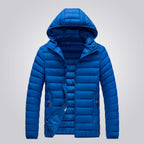 Women's hooded longline puffer jacket, quilted and padded for winter - Blue