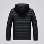 Women's hooded longline puffer jacket, quilted and padded for winter