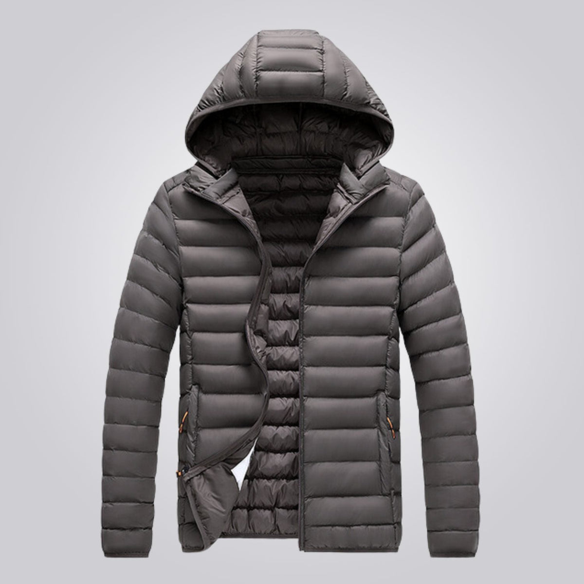Women's hooded longline puffer jacket, quilted and padded for winter