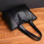 Women's Large Leather Tote Bag with Side Pockets