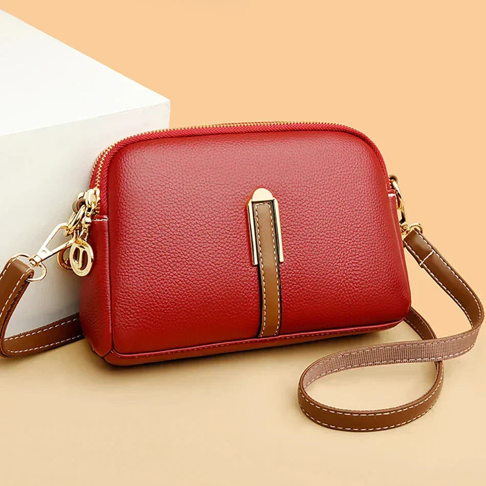 Women's Leather Crossbody Bag Pebbled - Red