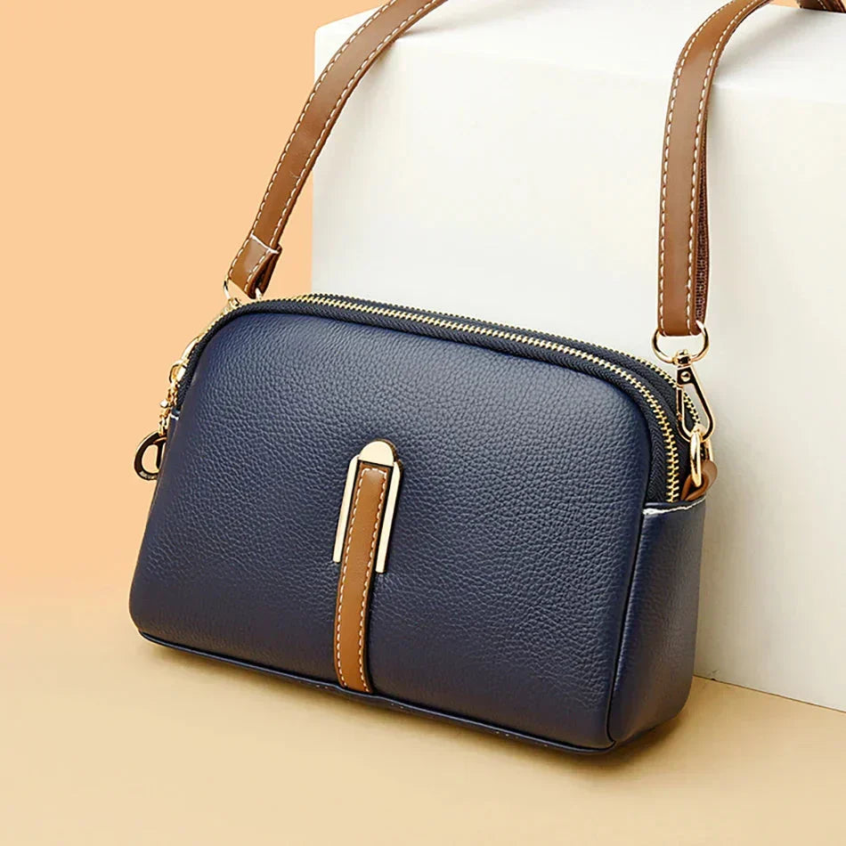 Women's Leather Crossbody Bag Pebbled - Blue