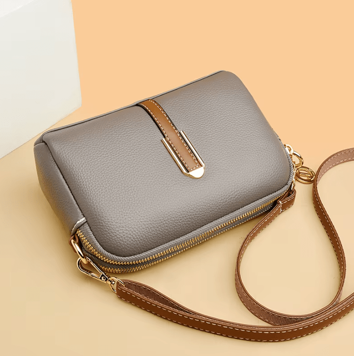 Women's Leather Crossbody Bag Pebbled - Grey