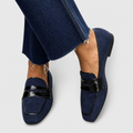 Women's Leather Loafers Comfort Chic - Blue