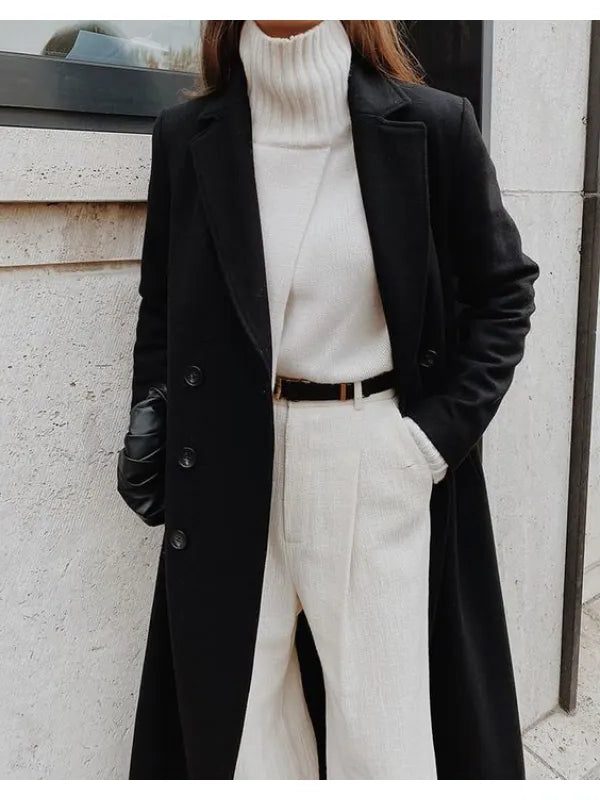 Women's Long Wool Overcoat Double-Breasted