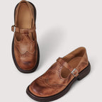 Women's Mary Jane Orthopaedic Leather Shoes with Ankle Strap