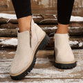 Women's Orthopaedic Ankle Boots Zipped Non-Slip Sole - Beige
