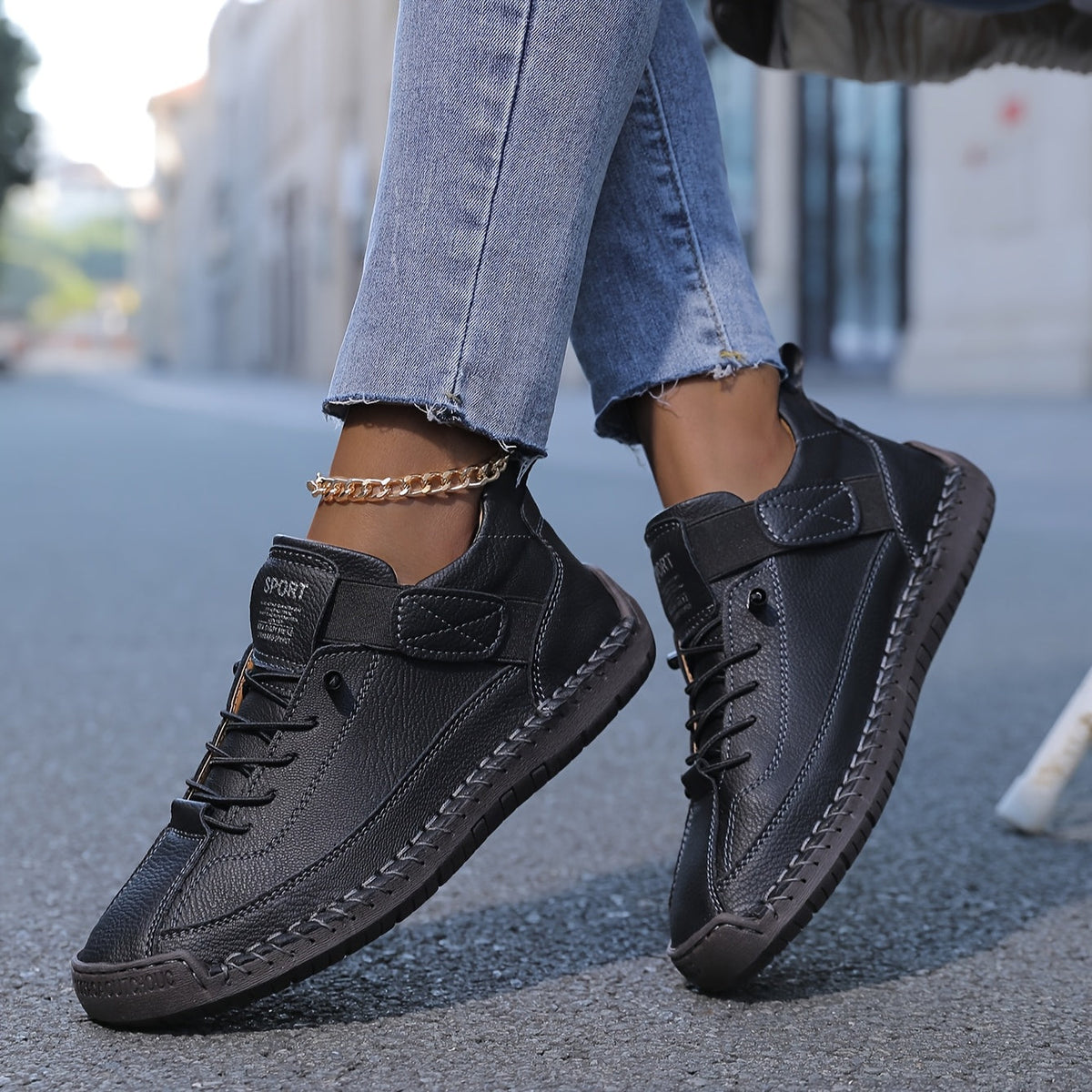 Women's orthopaedic trainers with adjustable strap and cushioned sole - Noir Londres