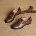 Women's Oxford Shoes Genuine Leather Lace-Up Comfort Insole