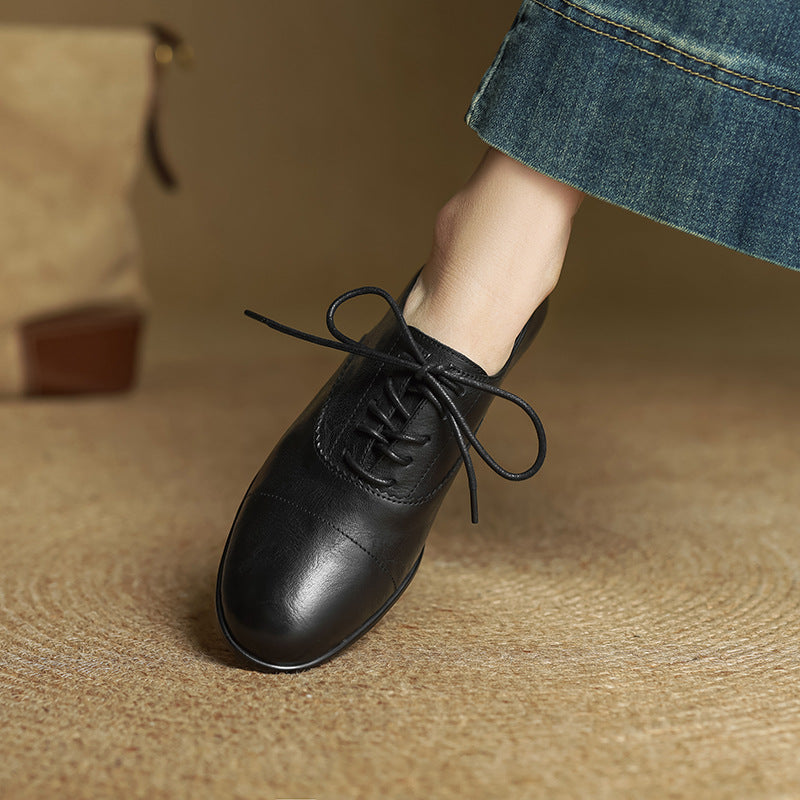 Women's Oxford Shoes Genuine Leather Lace-Up Comfort Insole