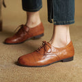 Women's Oxford Shoes Genuine Leather Lace-Up Comfort Insole - Caramel