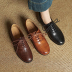 Women's Oxford Shoes Genuine Leather Lace-Up Comfort Insole