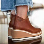Women's platform ankle boots with chunky sole and side cutout