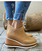 Women's platform ankle boots with chunky sole and side cutout