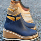 Women's platform ankle boots with chunky sole and side cutout