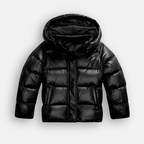 Women's quilted padded jacket with slim fit and glossy finish - Black