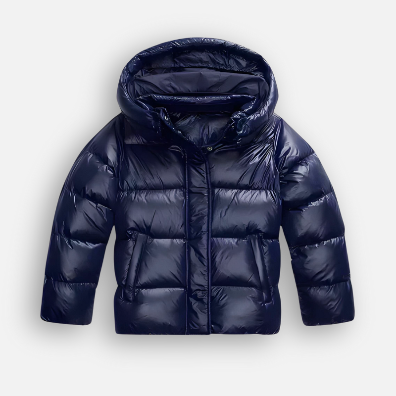 Women's quilted padded jacket with slim fit and glossy finish - Blue