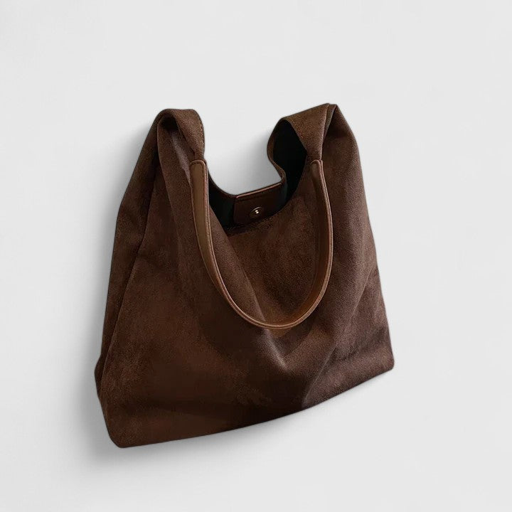 Women's minimalist shoulder bag with structured design - Coffee