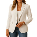 Women's stretch blazer with notched lapel and single-button closure - White
