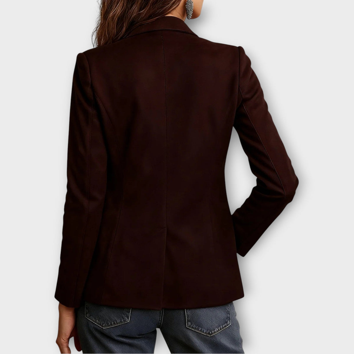 Women's Suede Blazer Fitted Vintage Office Button-Front