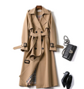 Women's Long Trench Coat Belted Waterproof - Brown