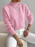 Women's Turtleneck Jumper Soft Knit Winter - Light Pink