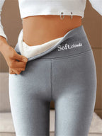 Women's winter trousers with fleece lining and stretch fabric - Light Grey