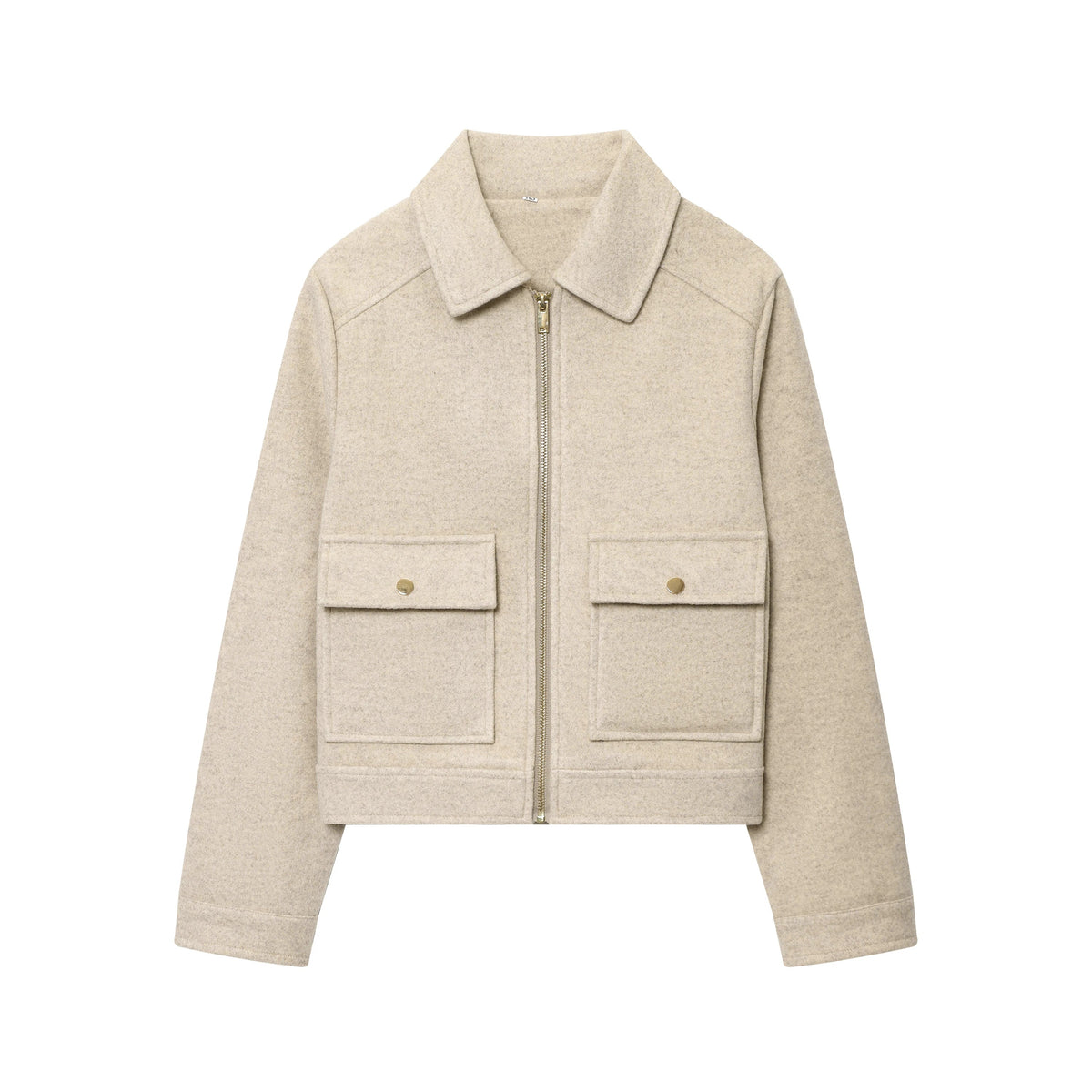 Women's Wool Coat High Collar Retro Fit - Khaki
