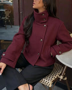 Women's Wool Coat High Collar Retro Fit