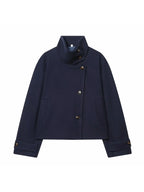 Women's Wool Coat High Collar Retro Fit