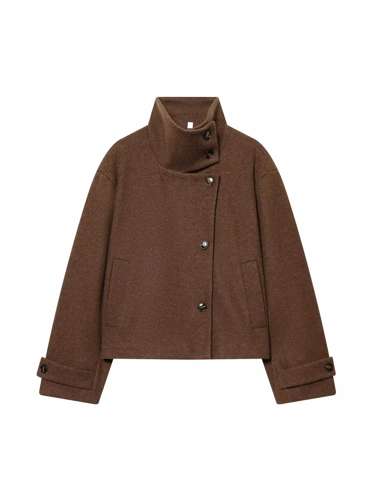 Women's Wool Coat High Collar Retro Fit
