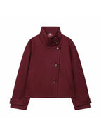 Women's Wool Coat High Collar Retro Fit